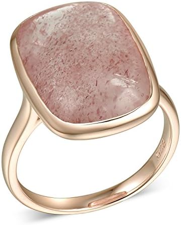 Lanfeny 925 Sterling Silver Ring with Squared Simulated Cat's Eye Natural Quartz Multi-Color,Size 6,7,8,9