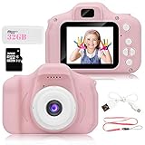 Kids Digital Video Camera for Girls 3-10 Years Old,5.0MP Rechargeable Camera Shockproof 1080P HD Cameras Camcorder for Girls Kids Toddler Indoor Outdoor Travel(32GB Memory Card Included) (Pink)