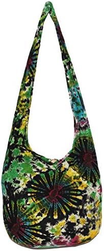 TIE DYE Bohemian Hipster Hobo Boho Hippie Crossbody Bag Purse Black Tone 39" (9506)
