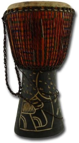 African drum "Djembe", large, black with fabrics cover