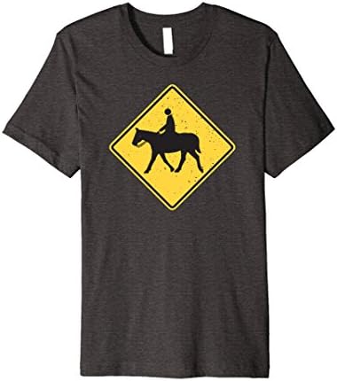 Mens Horse Crossing Sign Graphic T-Shirt for Horseback Riders XL Dark Heather