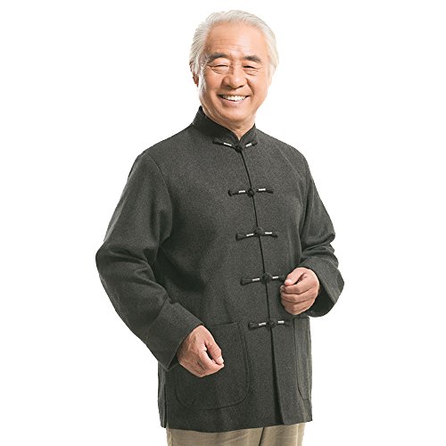 FangNer Men's Costume Elderly Wool Coat Buttons Chinese Tang Suit