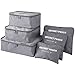 Travel Storage Bag - 6pcs Packing Cubes Organizer Luggage Compression Pouches (Gray)