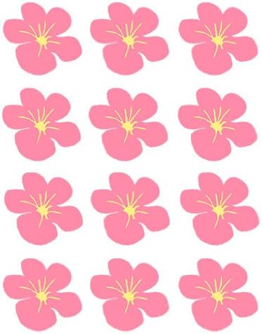 PRE-CUT LARGE PINK HAWAIIAN FLOWER FLAT EDIBLE RICE / WAFER PAPER CUP CAKE TOPPERS PARTY DECORATION