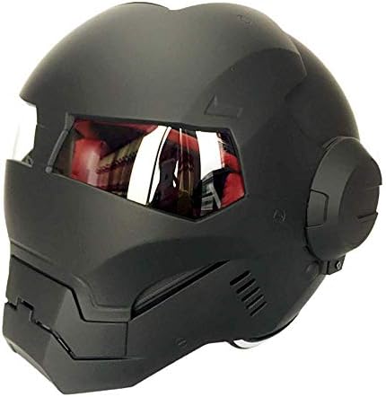 Arture Adult Motorcycle Helmet Full Face Helmet/Full Face Flip Front Up/D.O.T Certified Iron Man Transformers Road Race Matte Black (M, L, XL, XXL),XXL(61~62Cm)