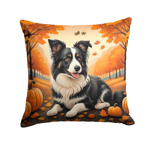 Caroline's Treasures DAC1022PW1414 Border Collie Fall Fabric Decorative Pillow Machine Washable, Indoor Outdoor Decorative Pillow for Couch, Bed or Patio, 14Hx14W at Amazon