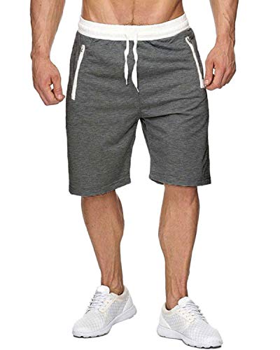 image for Voncheer Mens Elastic Waist Drawstring Summer Workout Shorts with Zipp