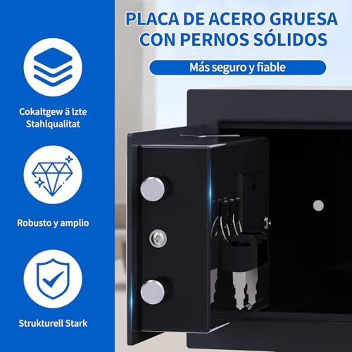 Caja fuerte,Caja Fuerte Pequeña Electrónica de Seguridad Digital,Caja De Seguridad,23cm X 17cm X 17cm,Acero Reforzado,Incluye 2 llaves y Baterias,Caja De Seguridad,Dormitorio,Oficina (23 * 17 * 17cm)