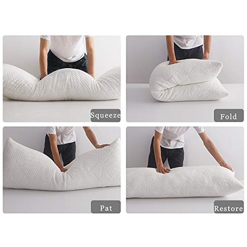 Ubauba Full Body Pillows for Adults Memory Fiber Long Pillow with Zipper Bamboo Pillow Cover, Soft Bed Pillows for Side Sleepers and Back Pain - 20 x 54 inch