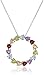Sterling Silver Multi-Gemstone Heart Circle Pendant, 18
