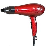 JINRI Professional Household Negative Ionic Hair Dryer 1875W DC Motor Blow Dryer 2 Speeds 3 Heat Settings Cold Shot Button with Styling Concentrator Nozzle(Red)