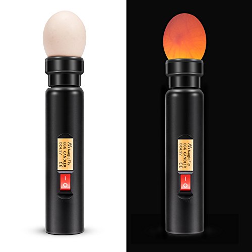 Magicfly Battery Operated Egg Candler Tester,Bright Cool LED Light Candling Lamp,Support Power Supply and Battery(Not Included) Power - Incubator Warehouse Exclusive