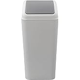 Kekow 4.5 Gallon Small Plastic Trash Can, Swing Lid Waste Can, Gray