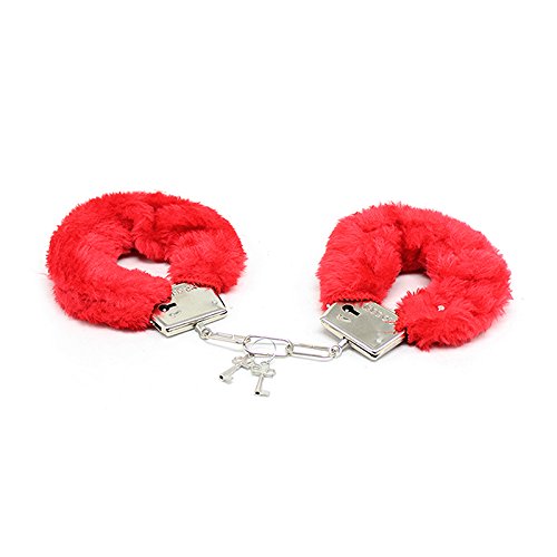 Furry Red Wrist Restraints Handcuffs for Sex