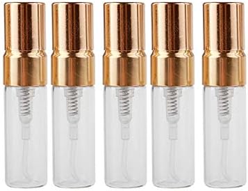Portable Refillable Glass Tube Perfume Empty Bottles with Atomizer Pumps for Travel Handbag (Gold)