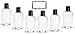 Baire Bottles - 4 oz CLEAR PLASTIC REFILLABLE BOTTLES with BLACK HAND-PRESS FLIP DISC CAPS - For TRAVEL OR GIFTING Soap, Shampoo or Lotion - PET, BPA Free, Lightweight, 6 Pack, BONUS 6 DAMASK LABELS