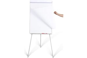 DexBoard Magnetic Whiteboard Easel 24" x 36"|Height Adjustable Dry Erase Board Tripod Office Presentation Board w/Flipchart Pad, Magnets & Eraser, White