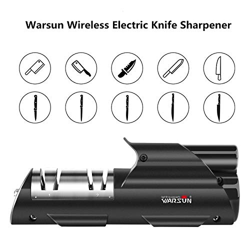 Warsun Knife Sharpener,Wireless Electric Rechargeable Knife Sharpener,2-Stage Knife Sharpening, Kitchen