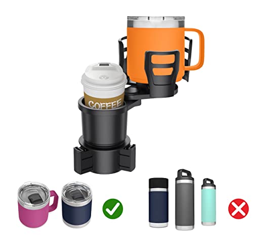 Car Cup Holder Extender，fit Water Bottle 14oz-24 oz and Snack Cups，2 in 1 Multifunctional with Adjustable Base,Adjustable After Inserting, Suitable for Most car Cup Holders