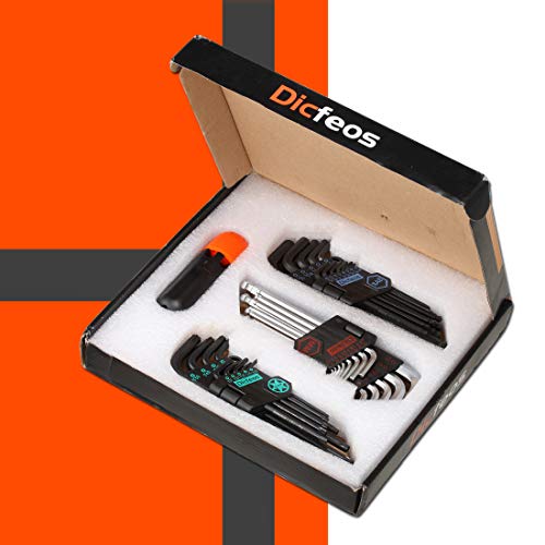 Dicfeos Hex Key Allen Wrench Set, SAE Metric Star Long Arm Ball End Hex Key Set Tools, Industrial Grade Allen Wrench Set, Bonus Free Strength Helping T-Handle, S2 Steel (35 Pieces) - Thumbnail 7