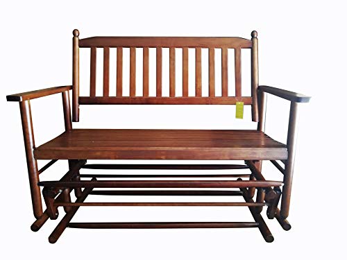 rockingrocker - A058NT Natural Porch Wood Glider Bench Rocker Patio Wooden Loveseat - Assembled Dimensions:W49.21 x H40.16 x D26.97 inches