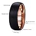 King Will Duo 8mm Men Black Tungsten Carbide Ring Matte Brushed Dome 18K Rose Gold Plated Wedding Band