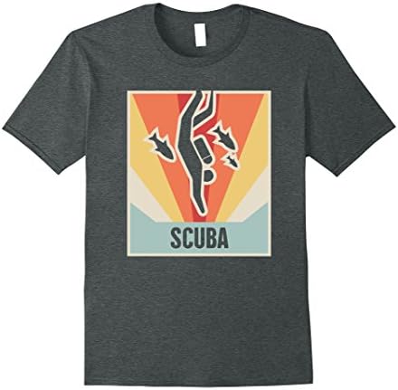 Mens Vintage Scuba Diving T-Shirt XL Dark Heather