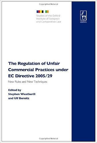 The Regulation Of Unfair Commercial Practices Under Ec Directive 2005 29 New Rules And New Techniques Studies Of The Oxford Institute Of European And Comparative Law 2007 02 07 Amazon De Unknown Bucher