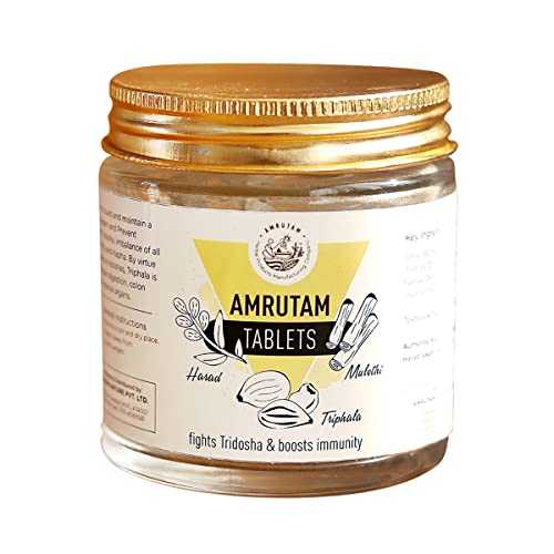 AMRUTAM Tablets: Ayurvedic Blend with Triphala, Harad, and Yashti Madhu (50 Tablets)