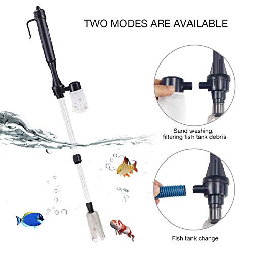 Songway Electric Aquarium Gravel Cleaner Battery Powered Fish Tank Sand Vacuum Cleaner Kit with Filter Bag Water Changer Sand Washer - Thumbnail 4
