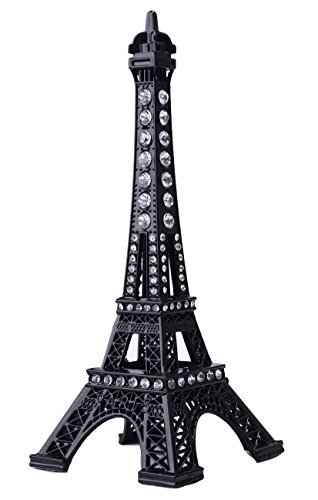 JoyFamily Eiffel Tower Cake Topper, 7 Inch (18 cm) Metal Paris Eiffel Tower Decor Statue Figurine Replica Drawing Room Table Decor for Gifts, Party and Home Decoration (Black)