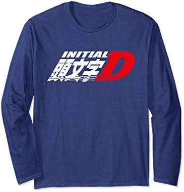 Unisex Men's Anime Initial D Logo Long sleeve T Shirt Medium Navy
