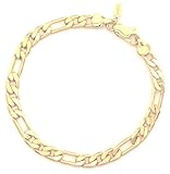 Men's Yellow Gold Tone 6mm Figaro Chain Link Bracelet, 7"