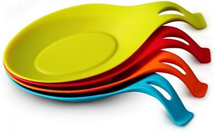 Kenzi Cook - Food Grade Kitchen Soup Use Silicone Spoon Rest, Large Soup Spoon Shape Rest, 7.68'' x 3.74'' Kitchen Tools Holder, Spoon Rests & Pot Clips (Set of 4)
