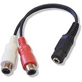 3.5mm ステレオミニジャック(メス)とRCA/ピンジャック&times;2(赤・白)(メス)ケーブル 10cm VM-4029