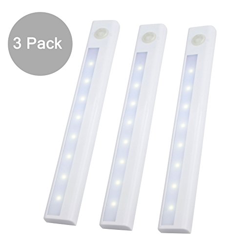 LUXONIC Motion Sensor Light Sensor LED Light Stick-on Anywhere Portable Wireless 8-LED Battery Operated for Closet Attics Hallway Washroom (Cool White)