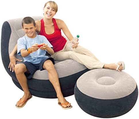 Intex Inflatable Ultra Lounge Chair With Ottoman Set Bedding Air Mattresses Gray