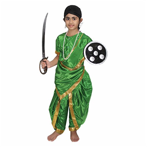 Costumes For Fancy Dress Competition - Kaku Fancy Dresses National Hero/Freedom Fighter Rani Laxmi Bai Costume -Magenta, 10-12