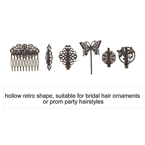 24 Pack Vintage Retro Boho Bronze Copper Metal Hair Clips Barrettes Butterfly Flower Leaf Feather Duckbill Alligator Hairpins Bobby Pins Comb Claws Wedding Bridal Decorative Accessories for Women