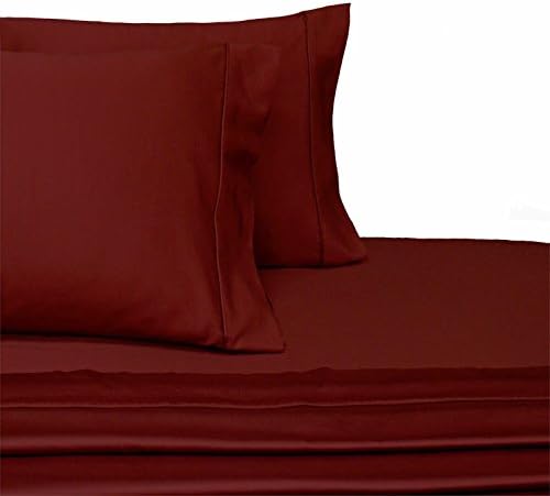 Deluxe and Super Soft Brushed Microfiber Attached Waterbed Sheet Set with Pole Attachment, 4 Piece California King Size, Burgundy