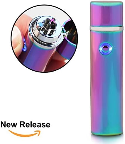 Electric Tesla Coil Lighter - USB Rechargeable - Double Arc - Butane Free - Flameless, Splash and Windproof (Iridescent)