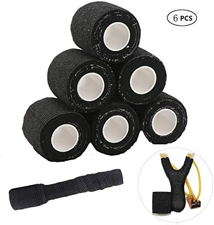 Dproptel 6 Rolls Military Camouflage Tape Camo Wrap Outdoor Self-adhesive Protective Form Non-woven Fabric Camo Stretch Bandage for Hunting Gun,Knives,Flashlight,Telescope,Bicycle - Black