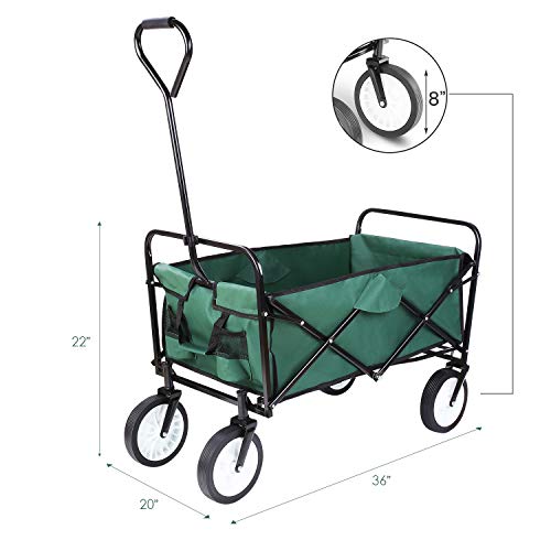 femor Collapsible Folding Outdoor Utility Wagon, Heavy Duty Garden Cart for Shopping Beach Outdoors (Dark Green)