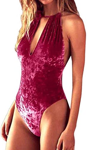 RimyiII Women Jumpsuits Deep V Neck Long Sleeve Bodycon Stretch Jumpsuit Leotard Bodysuit Tops Sleeveless Scoop Neck Strappy Backless Bodysuit