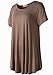 LARACE Women Short Sleeves Flare Tunic Tops for Leggings Flowy Shirt (L, Khaki)