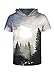 sanatty 3D Printed Pullover Sweatshirt Hoodie Short Sleeve Casual T Shirt Galaxy Space Creative Graphic Hooded Shirts