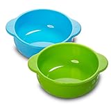 iGuerburn Baby Silicone Snack Food Feeding Bowls / Toddler Dishes (Set of 2, Green / Blue)