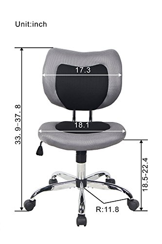 Bonum Swivel Desk Office Chair Low Back Armless Task Study Chair Adjustable Seat Height Mesh Home Chair - Black (Black)