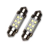 TuningPros LEDLP-36M-W6 License Plate LED Light Bulbs Festoon 36mm, 6 LED White 2-pc Set