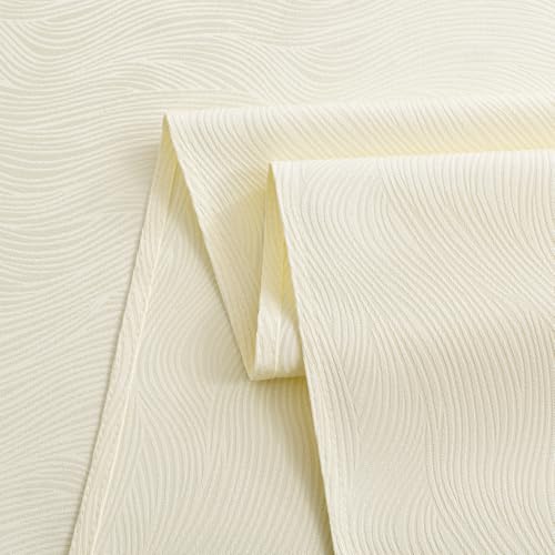 Softalker Outdoor Tablecloth Stain-Resistant Round 140 cm Diameter Beige Striped Jacquard Tablecloths Water Repellent Protects the Table for Dining Room, Kitchen, Birthday, Holiday, Party, Picnic, 1 Piece